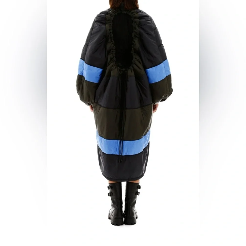 GANNI X66°NORTH Vatnajökull Quilted Black Green Open Back Puffer Coat Dress XS/S - Picture 3 of 12